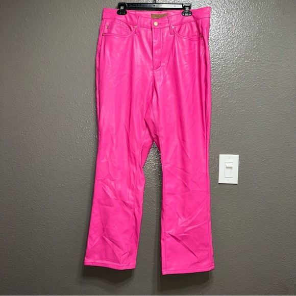 Judy Blue Pants - Judy Blue Straight Leg Pants Women Size 14W Black Faux Leather High Rise Vegan